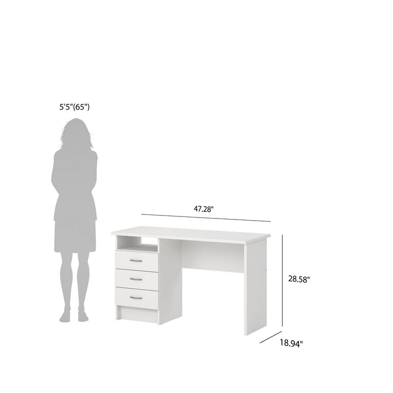 Tvilum Whitman Executive Desk, Wood Writing Desk with Storage