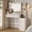White, variant on UGTOO Walnut Makeup Vanity Desk with Lights and Mirror, Mid-Century Modern Dressing Table with Charging Station & Type-C Port, Bedroom Beauty Vanity with 5 Drawers & Display Shelves