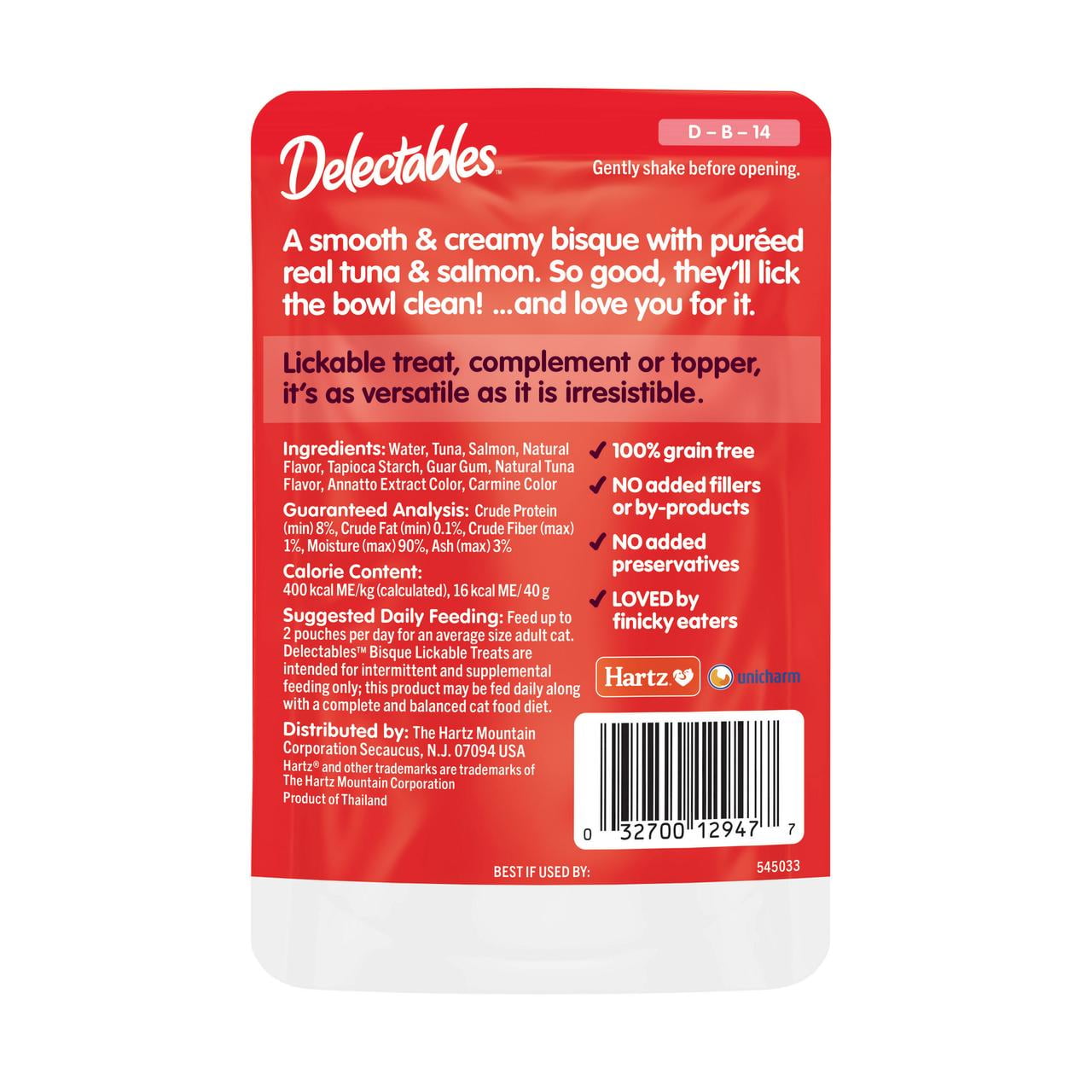 Hartz Delectables Bisque Lickable Wet Cat Treat - Tuna & Salmon, 1.4oz (12 Pack)