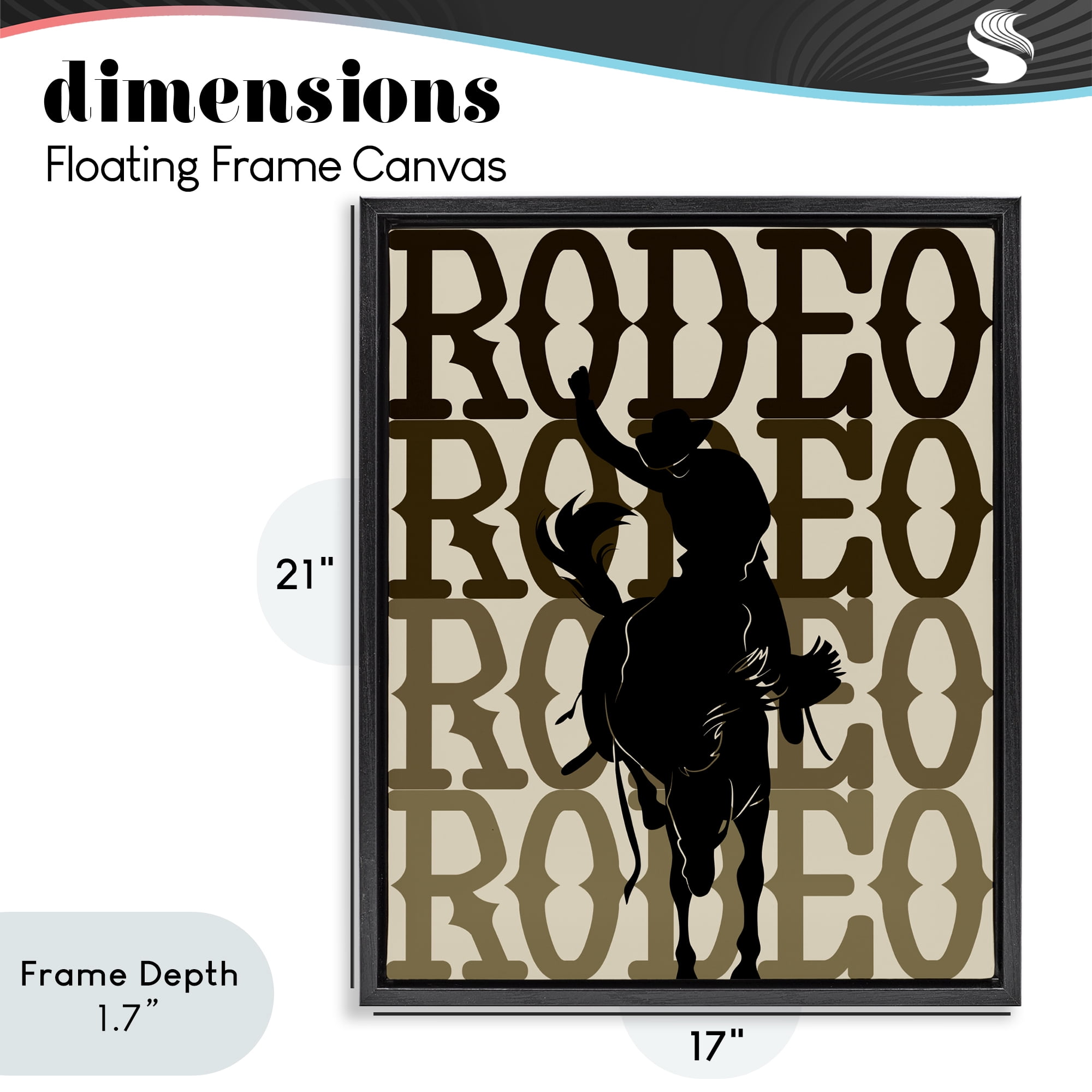 Stupell Industries Rodeo Gradient Cowboy Black Framed Floater Canvas Wall Art, design by CAD Designs