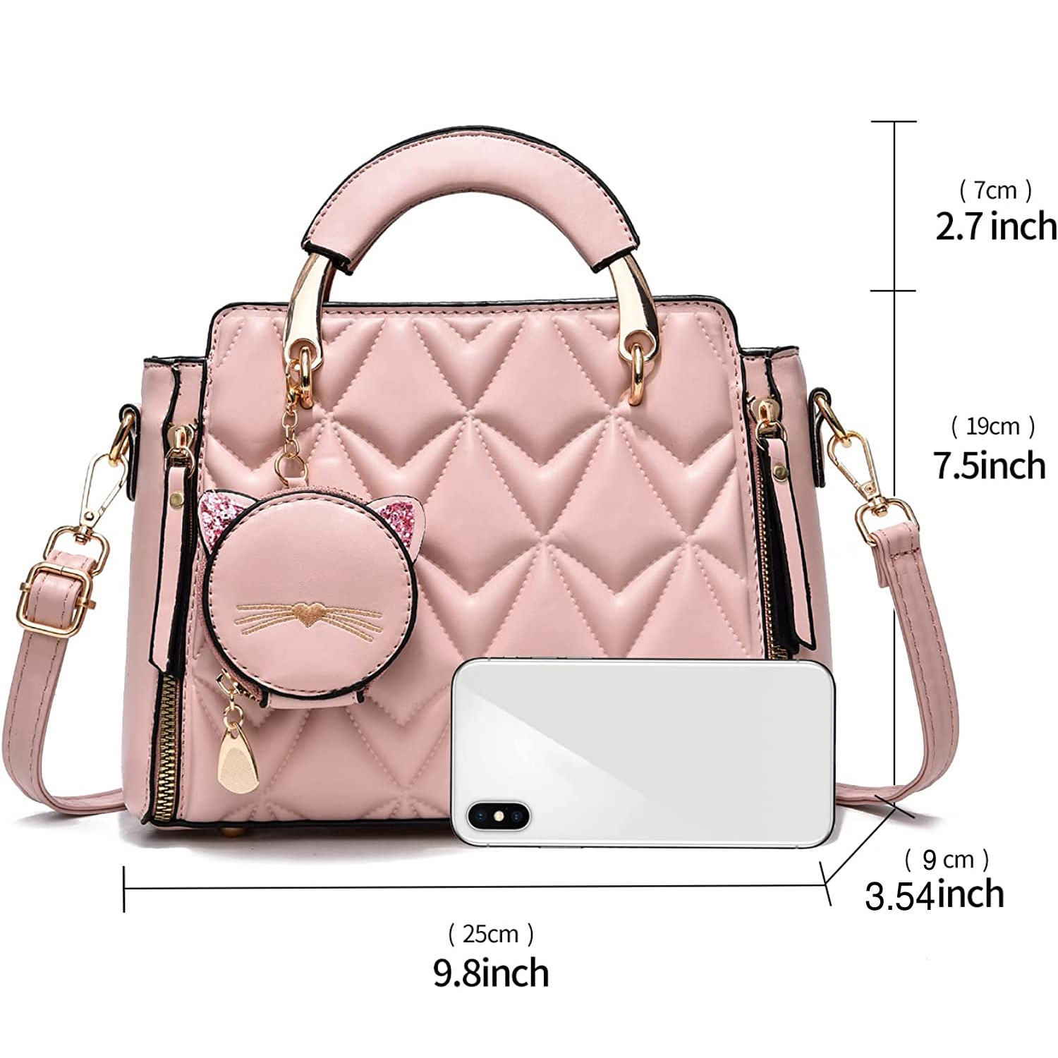 Large Purses for Women Shoulder Handbags Large Crossbody Cute Bag for Women with Small Purses,Pink - image 2 of 9