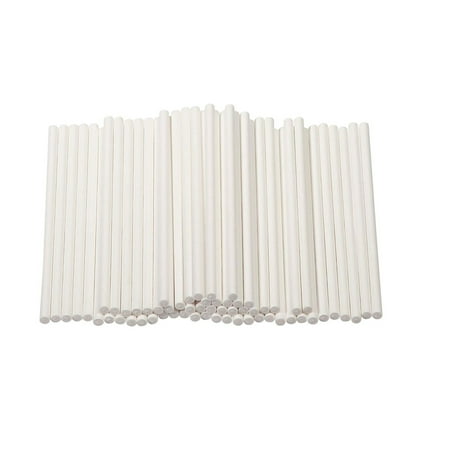 Cake Pop Sticks - 300-Count 4-Inch Paper Treat Sticks for Lollipops, Candy Apples, Suckers, White