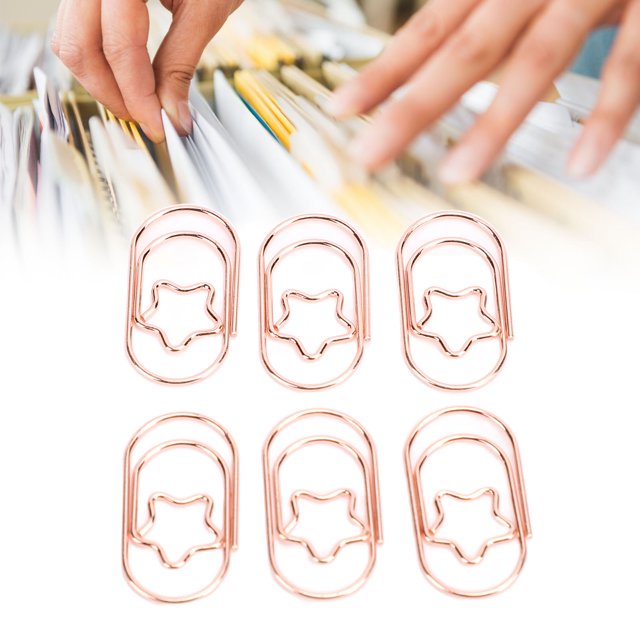 100 Pcs Star Shaped Paper Clips, Stainless Steel Anti Slip Star Planner Clips Star Bookmark Clips with Clear Storage Box for Albums Cards Envelopes
