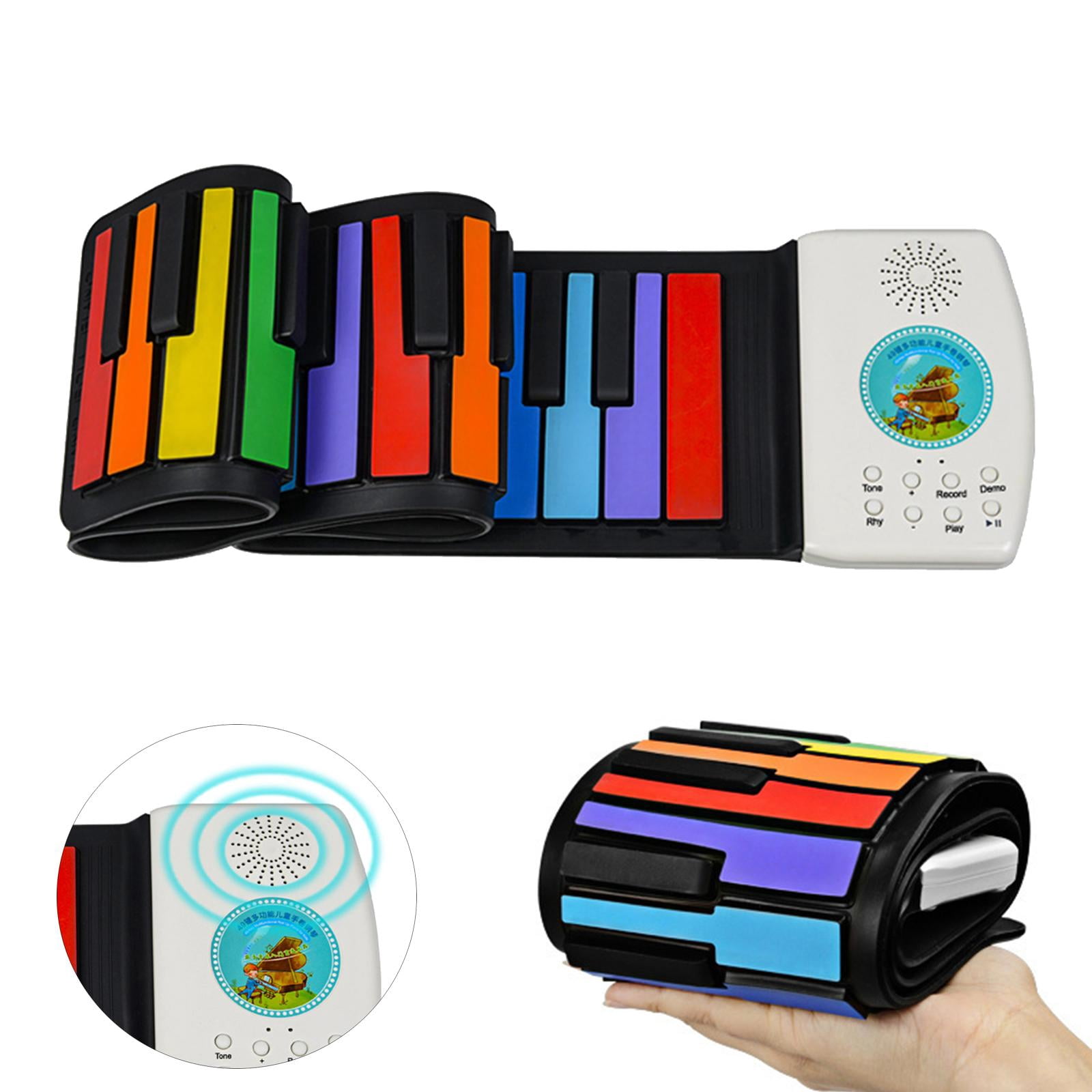 LeeQinersw 49 Keys Digital Keyboard Flexible Roll Up Piano Digital Keyboard Piano Hand Roll Rainbow