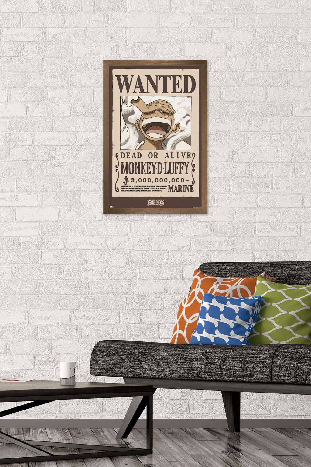 One Piece - Monkey D Luffy Wanted Poster Wall Poster, 14.725" x 22.375" Framed