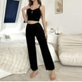 thumbnail image 2 of cfhntfmh Women's 2 Piece Pajama Set Lace Trim Button Front Cami Top and Elastic Waisted Pants Pajama Sets Soft Comfy Sleepwear, 2 of 6