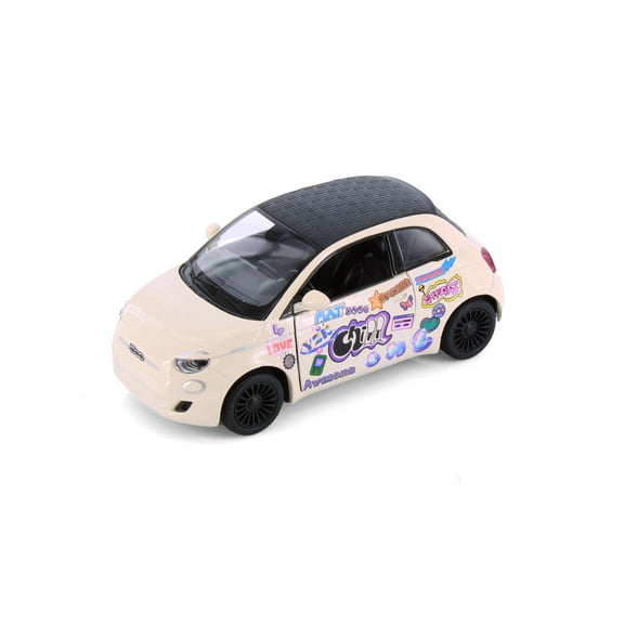 Fiat 500E Livery Edition, Orange Cream - Kinsmart 5440DYF - 1/28 Scale Diecast Model Car