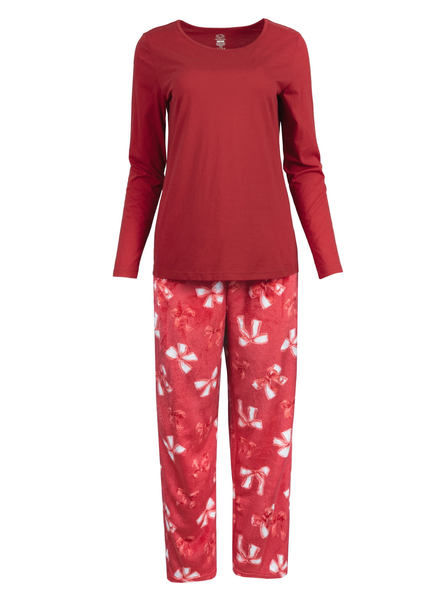 Fruit of the Loom Women's Beyond Soft Long Sleeve Top & Fleece Bottom Pajama Set, Sizes S-4X