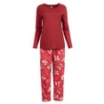 thumbnail image 3 of Fruit of the Loom Women's Beyond Soft Long Sleeve Top & Fleece Bottom Pajama Set, Sizes S-4X, 3 of 9