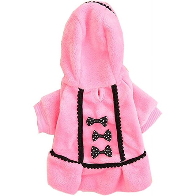 Ropa para perros Abrigo de invierno para perros de tamaño pequeño Chihuahua/Yorkshire/Bulldog francés/Shih Tzu Chaqueta para cachorros con disfraz de capucha (rosa)