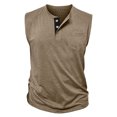 thumbnail image 4 of Taqqpue Men's Athletic Workout Tank Top Running Gym Sleeveless Button Shirts Casual Solid Color Quick Dry Lightweight Training Sport Muscle Tank with Pockets, 4 of 7