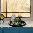 thumbnail image 3 of Decorative Serving Tray Wood: Black Bead Round Tray for Coffee Table Rustic Wooden Trays Decor Farmhouse Kitchen Counter Circle Tray Vintage Centerpiece for Living Room Home Organizer, 3 of 7