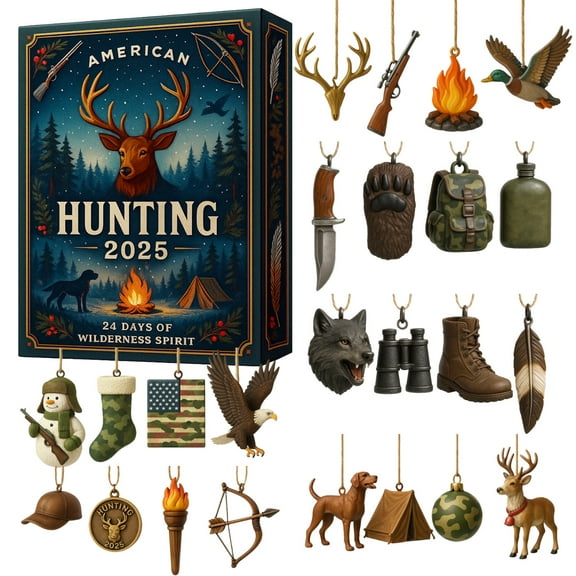 2025 American Hunting Advent Calendar 24 Days Christmas Countdown with Wilderness Spirit 2D Acrylic Decor