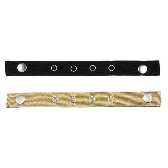 2x Extensor de cintura para pantalones, elástico ajustable con broche beis negro