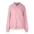 thumbnail image 3 of Qwertyu Women's Oversized Zip Up Hoodie Lightweight Thin Long Sleeve Hooded Sweatshirt with Pockets Pink L, 3 of 8
