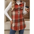 thumbnail image 6 of jinghuiyue Womens Plaid Vest Button Down Sleeveless Lapel Neck Long Vest Tops Outerwear Casual Flannel Waistcoat Jackets M, 6 of 6