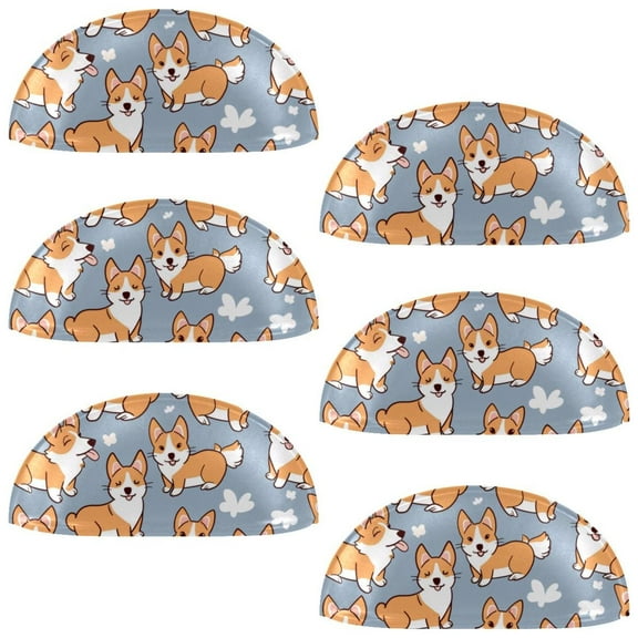 PhooArto 6 Pcs Cup Drawer Pulls, Cartoon Dog Corgis Pattern Shell Shape Handles Cabinet Knobs for Dresser Cupboard Closet Wardrobe with Screws