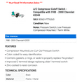 thumbnail image 2 of A/C Compressor Cutoff Switch - Compatible with 1988 - 2000 Chevy K2500 1989 1990 1991 1992 1993 1994 1995 1996 1997 1998 1999, 2 of 2
