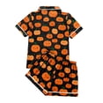 thumbnail image 6 of WTOBBY Ladies' Two-Piece Halloween Pajamas Set Loose Fit Short Sleeve Top & Soft Shorts Printed Sleepwear Comfortable Loungewear Home Wear Cozy Outfit,Orange L, 6 of 6