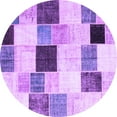 thumbnail image 1 of Ahgly Company Indoor Round Patchwork Purple Transitional Area Rugs, 3' Round, 1 of 4