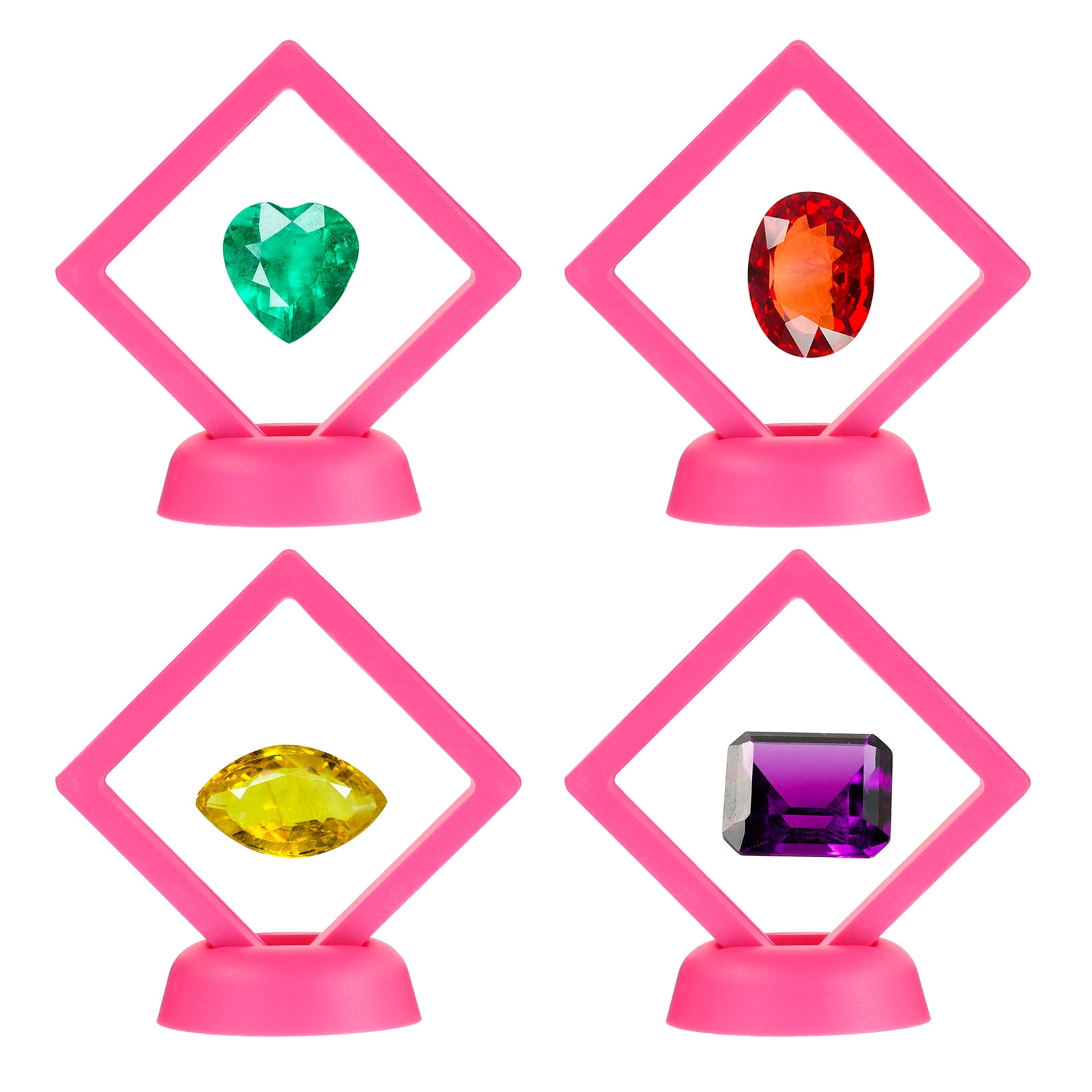 Unique Bargains 6Pcs 3D Floating Frame Display Holder Stands Rose Red