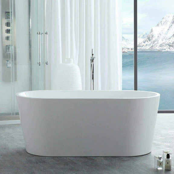 Chloe 59 Inch Acrylic Double Ended Freestanding Tub - No Faucet Drillings