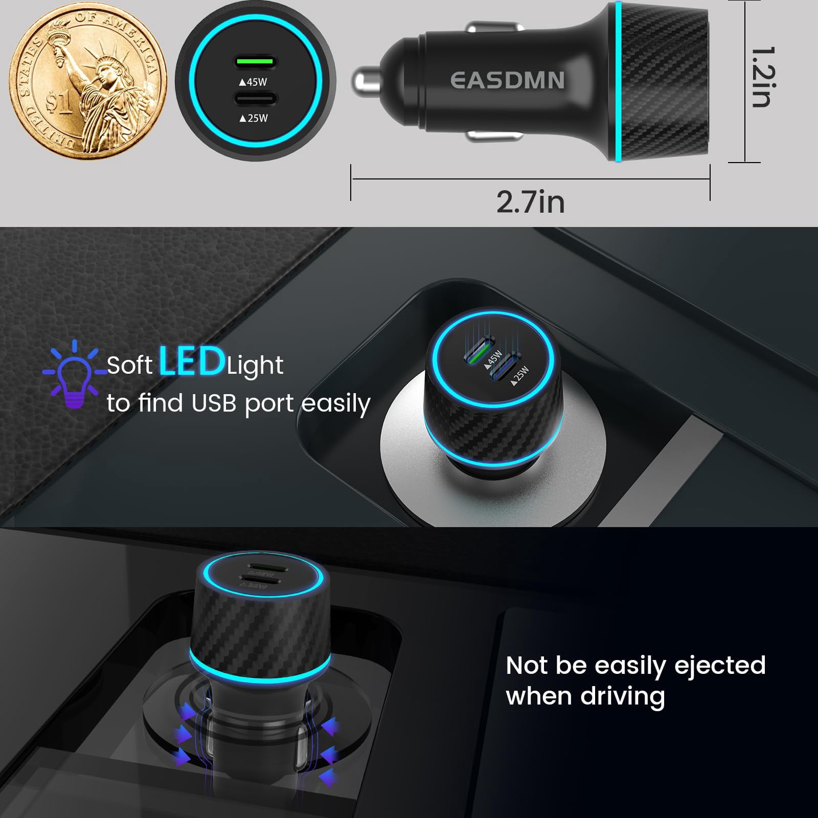 Quyaojz 45W USB-C Charger, 2-Pack 45 Watt Super Fast Charger Type C PPS Wall/Car Charger for Samsung Galaxy S26 Ultra/S26+/S25 Ultra/S24+/S23/S22 Ultra/Note 10+, Tab S9 (12FT+6.6FT 5A Type C Cable)