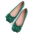 thumbnail image 2 of Zapatos planos TN TANGNEST para mujer con punta redonda con lazo verde, talla 40, 2 of 7
