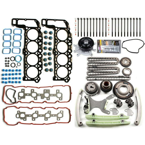 SCITOO Timing Chain Kit Head Gasket Bolts Set with Water Pump for 2004-2007 for Dodge Dakota for Dodge for Durango 4.7L