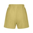 thumbnail image 4 of vigerkar Linen Bermuda Shorts for Women Drawstring High Waisted Casual Ruffle Shorts with Pocket (Yellow, L), 4 of 6
