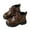 Brown-01, variant on Girls Star Patch Ankle Boots, Chunky Heel Plush Lined Side Zipper Booties for Fall Winter
