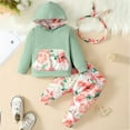 thumbnail image 3 of SILVERCELL Infant Toddler Hoodie Outfits Baby Girl Floral Clothes Long Sleeve Hooded Tops Casual Pants and Headband Outfit Set 0-24M, 3 of 9