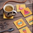 thumbnail image 3 of Inkdotpot Set of 6 Drink Coasters Easy Clean 4-Zoll SquareCoastersCork Base-Reusable- Summer, 3 of 8
