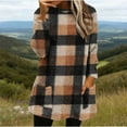 thumbnail image 5 of UQJfacai Womens Comfort Cozy Sweaters Plaid Sherpa Fleece Crewneck Long Pullover Fall Winter Warm Casual Long Sleeve Tops with Pockets, 5 of 5