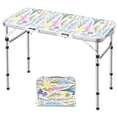 thumbnail image 1 of Mesa de camping plegable Yriuat, 91 x 41 cm, altura ajustable, diseño floral, 1 of 6
