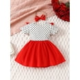 thumbnail image 3 of Suealasg Baby Girl Valentine's Day Outfits 3M 6M 9M 12M 18M Infant Short Sleeve Crew Neck Heart Letters Dots A-line Romper Dress + Bow Headband 2Pcs Spring Clothing for Newborn Girl, 3 of 9