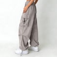 thumbnail image 3 of Maean Girls Cargo Pant Wide Leg Baggy Elastic High Waist Hiking Athletic Jogger Pants 5-16 Years, 3 of 7