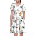 thumbnail image 1 of Lsque Robe Décontractée pour Femmes Imprimé Chiot T-Shirt Été Manches Courtes Col Rond Robes Évasées, 1 of 6