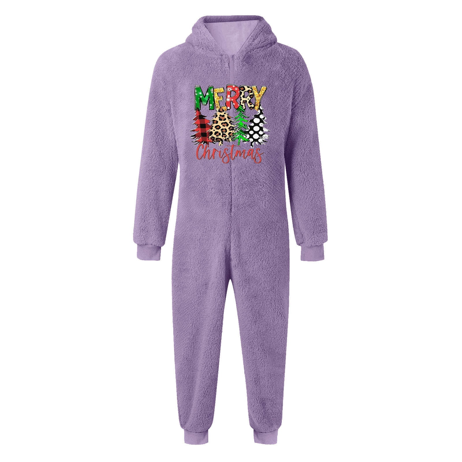 Gelikeya Boys Girls Christmas Onesies Pajamas Fuzzy Jumpsuit Kids Toddler Long Sleeve Jumpsuit Thermal Winter Outfits (Playwear & Purple & 11-12 Years)