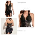 thumbnail image 1 of Split Swimsuit, Print Pattern Bikini Set Stylish  For Swimming Pool Black Print 5XL, 1 of 6