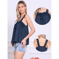 thumbnail image 2 of DARING DIVA Women's Square Neck Sleeveless Panel Lace Ruffles Tank Tops L Dark Blue, 2 of 6