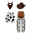 thumbnail image 2 of Yeahdor 4Pcs Kids Western Rodeo Cowboy Cowgirl Costume Party Outfit Cow Print Vest+Hat+Bandana+Pants Set Coffee 10, 2 of 5