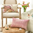 thumbnail image 3 of Happy Easter Hunny Bunny Pink Throw Pillow Covers, 12 x 20 Inch Easter Eggs Bunny Spring Cushion Case for Sofa Couch Set of 4, 3 of 6