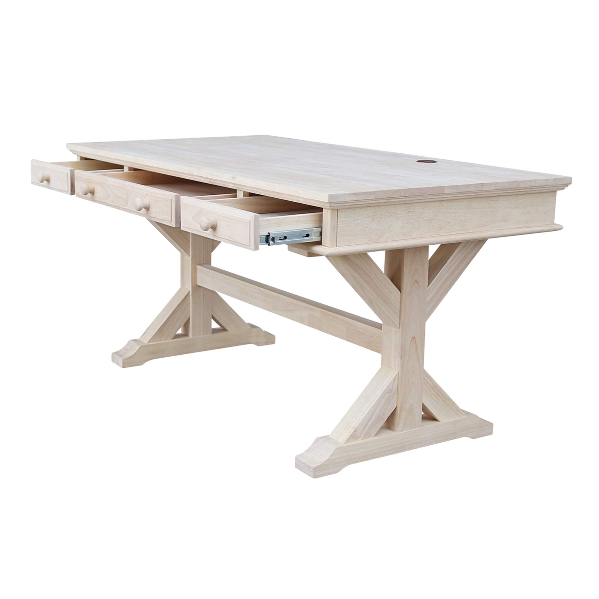 Pemberly Row Traditional Executive Desk with Canyon Base