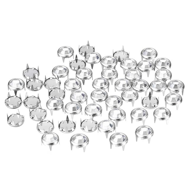 Unique Bargains 100Pack 8mm Rhinestone Stud Refills Embellishment Decorative Rivets White