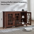 thumbnail image 2 of Rustic Sideboard Buffet Cabinet with Versatile Storage, 55" Large Coffee Bar Cabinet with Glass Doors and Shelves for Dining Room, Brown, 2 of 8