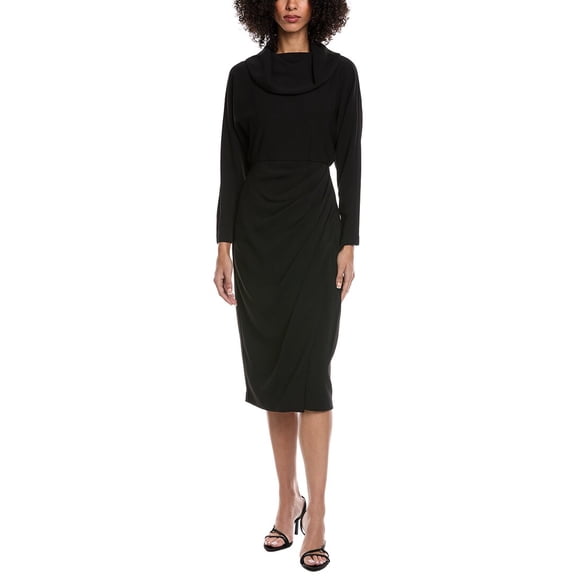 Badgley Mischka womens  Draped Midi Dress, 6, Black