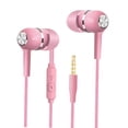 thumbnail image 1 of S12 Auriculares intrauditivos estéreo planos de 3,5 mm con micrófono Auriculares manos con graves Auriculares con cable para teléfonos Tableta Rosado, 1 of 8