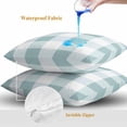 thumbnail image 4 of Aqua White Buffalo Check Throw Pillow Covers 18x18 Inch Set of 2, Farmhouse Plaid Modern Geometric Waterproof Outdoor Pillow Covers, Decorative Cushion Pillowcases for Couch, Sofa, Bed, Garden, Patio, 4 of 9