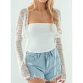 thumbnail image 5 of Canis Women Crop Tube Tops Summer Backless Shirts and Floral Lace Shrugs Set, 5 of 9